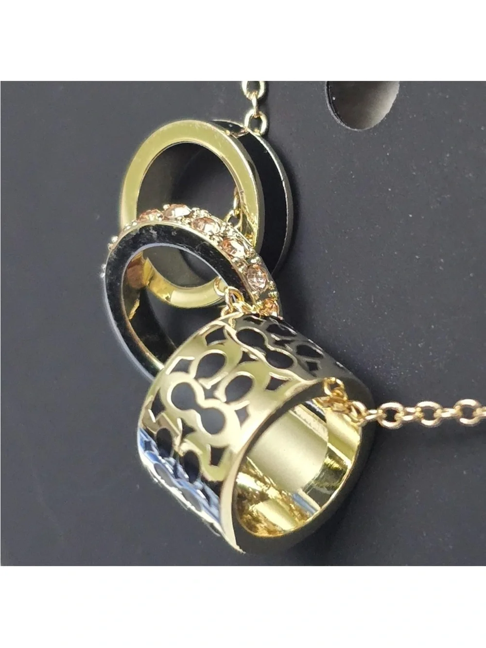 Coach Cream and Gold Charm Necklace Set with Pouch • NEW WITH TAGS